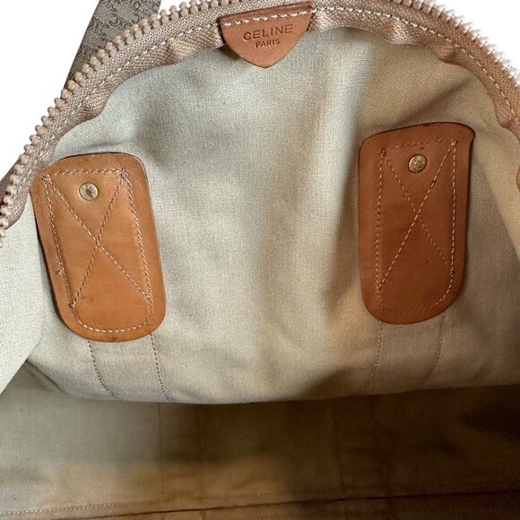 Auth Celine Boston Bag Macadam PVC Leather Canvas M08 Light Brown Monogram XL - Picture 14 of 16